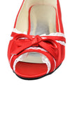 Lace Red Peep Toe Handmade Wedding Shoes With Bow Knot HZ0509
