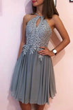 Chiffon Lace Short Prom Dress Lace Appliques Homecoming Dress HZ0509