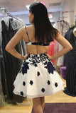 Short Cheap V Neck Lace Appliques A Line Homecoming Dresses HZ0509