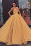 Yellow Long Modest Prom Gown, Long A-line Fashion Prom Dress HZ0509