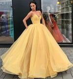 Yellow Long Modest Prom Gown, Long A-line Fashion Prom Dress HZ0509