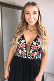Floral A Line V Neck Cheap Chiffon Short Prom Dresses HZ0509