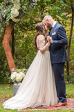 A-Line Long Sleeves Chic Appliques Backless Bohemian Wedding Dresses HZ0509