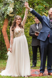 A-Line Long Sleeves Chic Appliques Backless Bohemian Wedding Dresses HZ0509