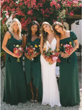 Dark Green Chiffon Long Cheap Bridesmaid Dresses HZ0509