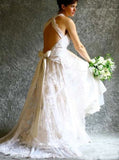Deep V Neck Ivory Lace Wedding Gowns Cheap Bridal Dresses HZ0509