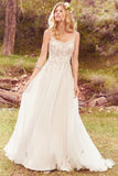Strap Ivory Wedding Dress A Line Beaded Bridal Gowns HZ0509