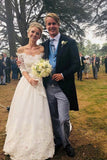 the Shoulder Long Sleeves Wedding Dresses With Cathedral Train HZ0509
