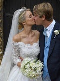 the Shoulder Long Sleeves Wedding Dresses With Cathedral Train HZ0509