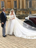the Shoulder Long Sleeves Wedding Dresses With Cathedral Train HZ0509