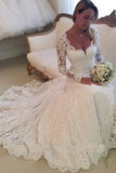 Ivory Lace Long Sleeves Bridal Dresses Wedding Dresses HZ0509