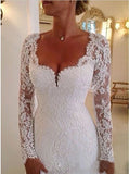 Ivory Lace Long Sleeves Bridal Dresses Wedding Dresses HZ0509