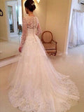 Ivory Lace Long Sleeves Bridal Dresses Wedding Dresses HZ0509