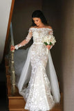 White Mermaid Lace Wedding Dresses Off the Shoulder Bridal Dresses HZ0509