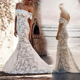 the Shoulder Lace Mermaid Wedding Dress, Cheap Bridal Dress HZ0509