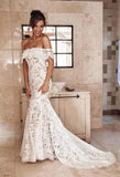 the Shoulder Lace Mermaid Wedding Dress, Cheap Bridal Dress HZ0509