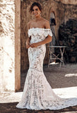 the Shoulder Lace Mermaid Wedding Dress, Cheap Bridal Dress HZ0509