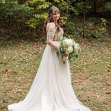 A-Line Long Sleeves Chic Appliques Backless Bohemian Wedding Dresses HZ0509