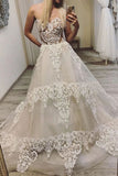 Sweetheart A Line Lace Appliques Long Prom Dresses HZ0509