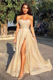 A Line Floor Length Cheap Prom Dress With Slit HZ0509