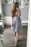 A-Line Spaghetti Straps Knee Length Lace Short Homecoming Dress HZ0509