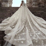 Long Sleeves Flowers Ball Gown Wedding Dress, Bridal Dresses HZ0509