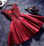 A Line Short Satin Homecoming Dresses HZ0509