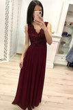 Chiffon Lace Appliques Prom Dresses, Long Cheap Prom Gown HZ0509