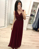 Chiffon Lace Appliques Prom Dresses, Long Cheap Prom Gown HZ0509