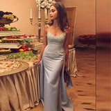 Spaghetti Straps Detachable Silver Prom Evening Dress with Appliques HZ0509