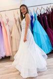 V neck Tulle Sequina Long Prom Dress A Line Evening Dress HZ0509