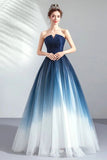 Ombre A Line Tulle Prom Dress Long Formal Dresses HZ0509