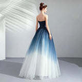 Ombre A Line Tulle Prom Dress Long Formal Dresses HZ0509