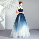 Ombre A Line Tulle Prom Dress Long Formal Dresses HZ0509