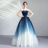 Ombre A Line Tulle Prom Dress Long Formal Dresses HZ0509
