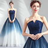 Ombre A Line Tulle Prom Dress Long Formal Dresses HZ0509