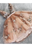Princess V neck Tulle Homecoming Dress with Handemade Flower, Cute Tulle Prom Dress HZ0509
