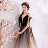 Line Spaghetti Straps Tulle Long Prom Dress, Charming Evening Dresses HZ0509