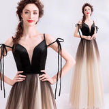 Line Spaghetti Straps Tulle Long Prom Dress, Charming Evening Dresses HZ0509