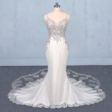 Spaghetti Straps Beading Wedding Dress, Elegant Appliques Bridal Dresses HZ0509