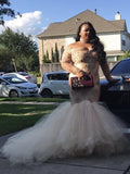 Mermaid Off-the-Shoulder Long Sleeves Applique Tulle Plus Size Dresses HZ0509