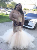 Mermaid Off-the-Shoulder Long Sleeves Applique Tulle Plus Size Dresses HZ0509