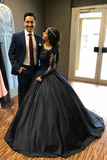 Ball Gown Long Sleeves Navy Blue With Lace Prom Dress, Quinceanera Dresses HZ0509