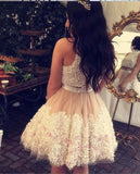 Tull Flower Lace Appliques Short Prom Dress,Two Pieces Homecoming Dresses HZ0509
