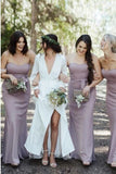 Sweetheart Floor-Length Lilac Chiffon Bridesmaid Dress with Belt HZ0509