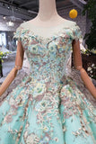 Prom Dresses Ball Gown Quinceanera Dresses With Applique Beads HZ0509
