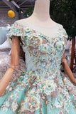 Prom Dresses Ball Gown Quinceanera Dresses With Applique Beads HZ0509