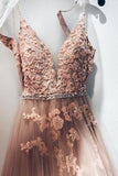 Spaghetti Straps Lace Appliques Prom Dress, Formal Evening Dress HZ0509