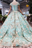 Prom Dresses Ball Gown Quinceanera Dresses With Applique Beads HZ0509