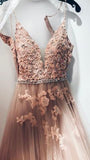 Spaghetti Straps Lace Appliques Prom Dress, Formal Evening Dress HZ0509